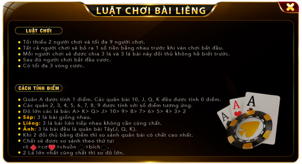 Luật chơi liêng trên go88